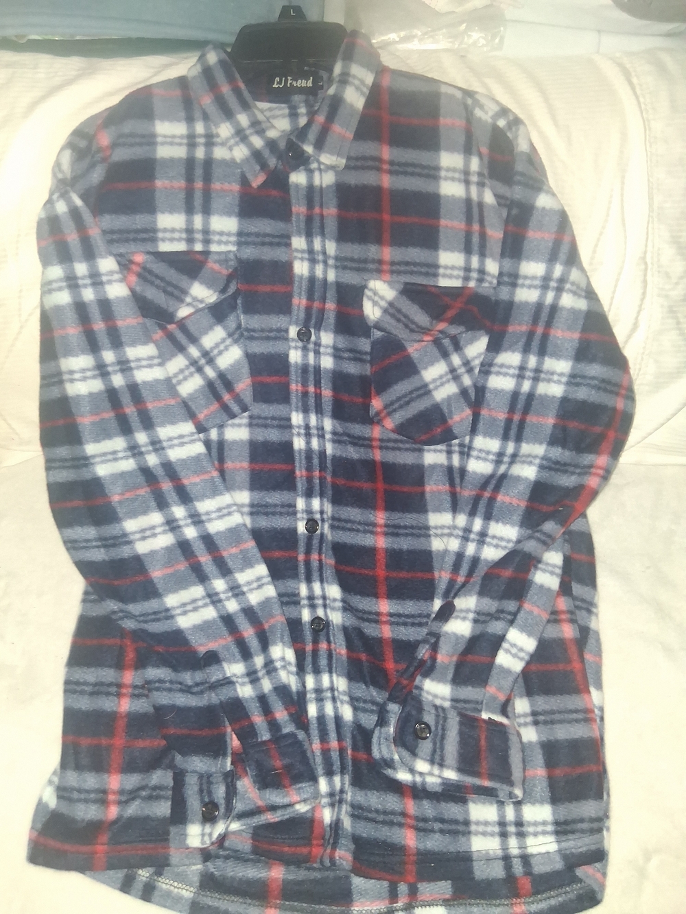 Men's Plaid Button-Down Shirt in Navy, White & Red